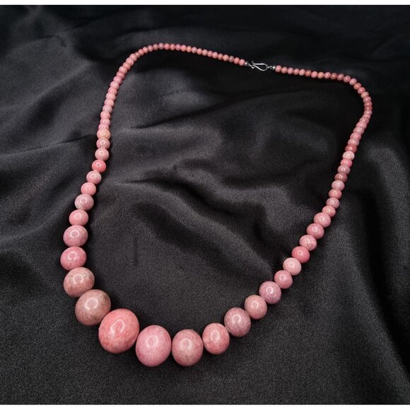 Jay King 925 Sterling Silver Rhodonite Long Beaded Necklace Handmade Jewelry - Picture 2 of 5